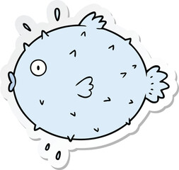 sticker of a cartoon puffer fish