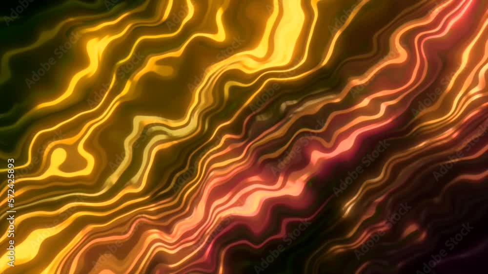 Poster multicolored lines in abstraction. motion. black background with bright long stripes that shine and 