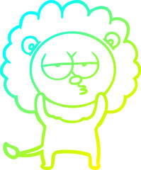 cold gradient line drawing cartoon bored lion