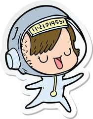 sticker of a cartoon astronaut woman