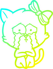 cold gradient line drawing cartoon cat