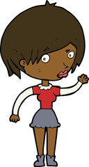 cartoon waving woman