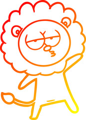 warm gradient line drawing cartoon tired lion
