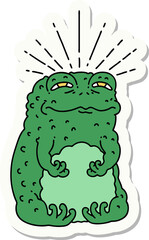 sticker of tattoo style toad character