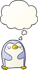 cartoon penguin and thought bubble in smooth gradient style