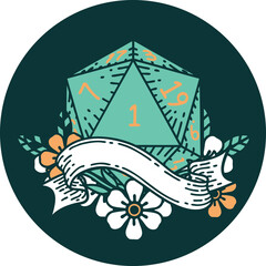 natural one d20 dice roll icon