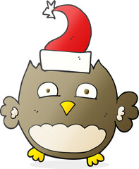 cartoon owl wearing christmas hat