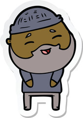 sticker of a cartoon happy bearded man