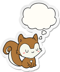 cartoon squirrel and thought bubble as a printed sticker