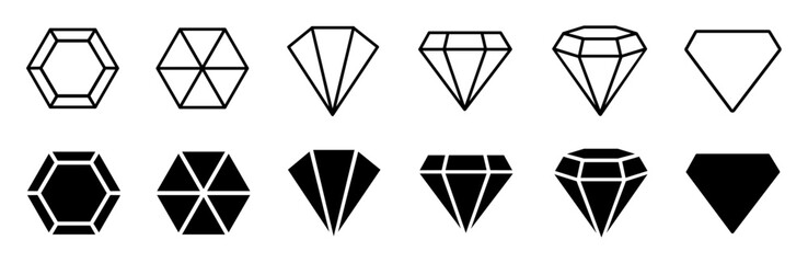 Set of diamonds look from different positions - for stock