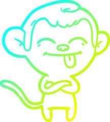 cold gradient line drawing funny cartoon monkey