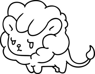 line drawing kawaii cute lion cub