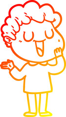warm gradient line drawing laughing cartoon man