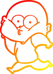 Obraz premium warm gradient line drawing cartoon bald man staring