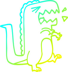 cold gradient line drawing cartoon roaring t rex