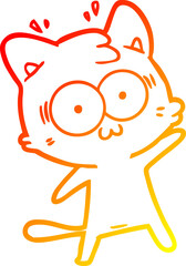 warm gradient line drawing cartoon surprised cat