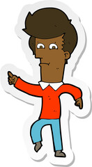 sticker of a cartoon man pointing