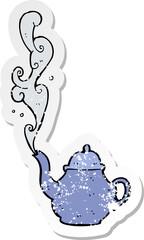 retro distressed sticker of a cartoon teapot