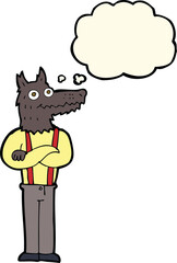cartoon funny werewolf with thought bubble