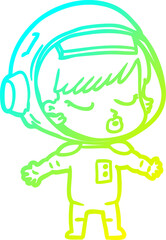 cold gradient line drawing cartoon pretty astronaut girl