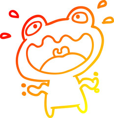 warm gradient line drawing cute frog frightened