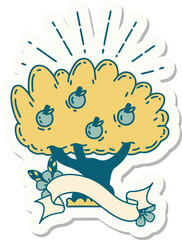 sticker of tattoo style apple tree