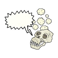 speech bubble textured cartoon ancient skull