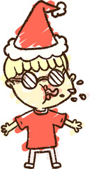 Christmas Boy Chalk Drawing