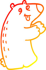 warm gradient line drawing cartoon polar bear