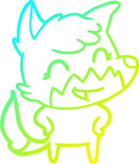 cold gradient line drawing happy cartoon fox