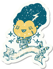 grunge sticker of tattoo style undead zombie bride character