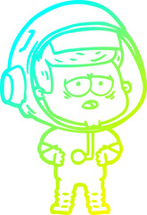 cold gradient line drawing cartoon tired astronaut