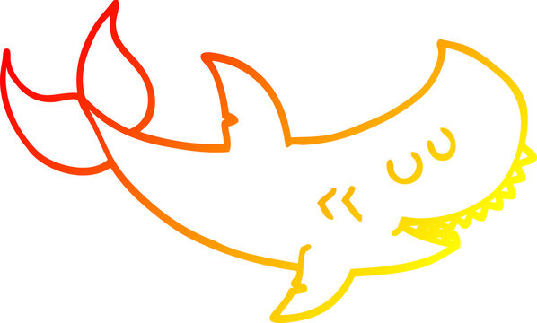 recommend clip art: warm gradient line drawing cartoon shark