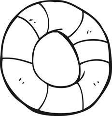 black and white cartoon life ring