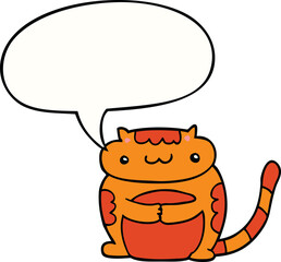 cute cartoon cat and speech bubble