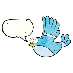speech bubble textured cartoon flying bird