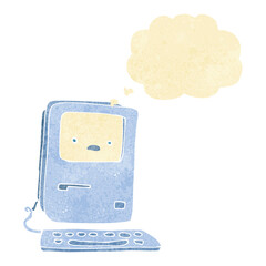 cartoon old computer with thought bubble