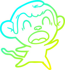 cold gradient line drawing shouting cartoon monkey