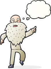 cartoon stressed old man with thought bubble