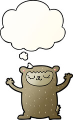 cute cartoon bear and thought bubble in smooth gradient style
