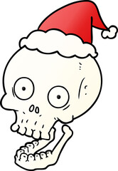 gradient cartoon of a skull wearing santa hat