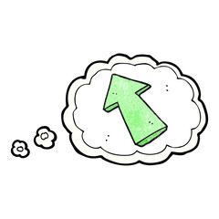 thought bubble textured cartoon pointing arrow