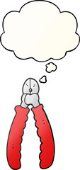 cartoon pliers and thought bubble in smooth gradient style