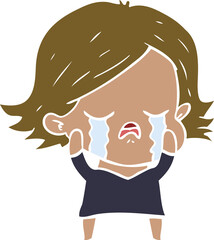 flat color style cartoon girl crying