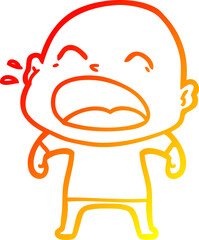 warm gradient line drawing cartoon shouting bald man