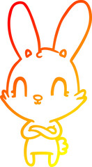 warm gradient line drawing cute cartoon rabbit
