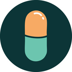 tattoo style icon of a pill