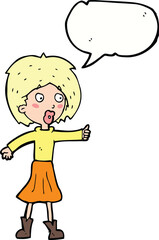 cartoon woman  with speech bubble