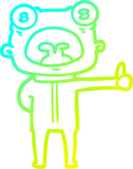 cold gradient line drawing cartoon weird alien communicating