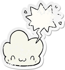 cartoon cloud and speech bubble distressed sticker